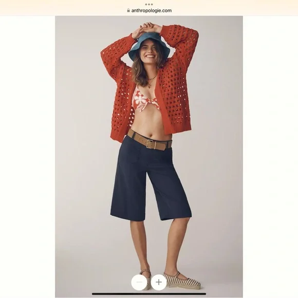 Anthropologie The Colette Longline Shorts by Maeve navy - Picture 3 of 5